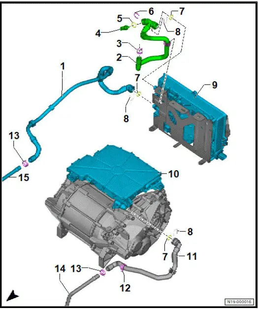 Volkswagen ID.4. Assembly overview - cooling system, rear-wheel drive 