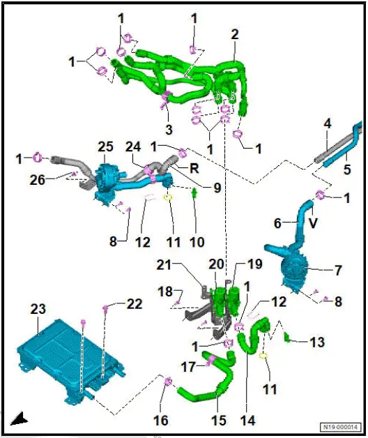Volkswagen ID.4. Assembly overview - cooling system, rear-wheel drive 