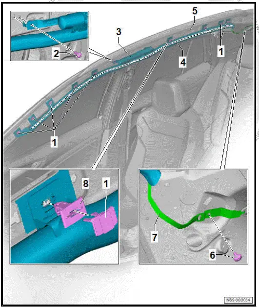 Volkswagen ID.4. Assembly overview - curtain airbag, NAR