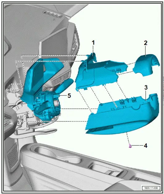 Volkswagen ID.4. Assembly overview - steering column trim