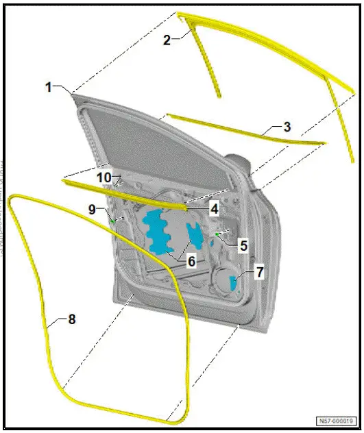 Volkswagen ID.4. Assembly overview - door components 