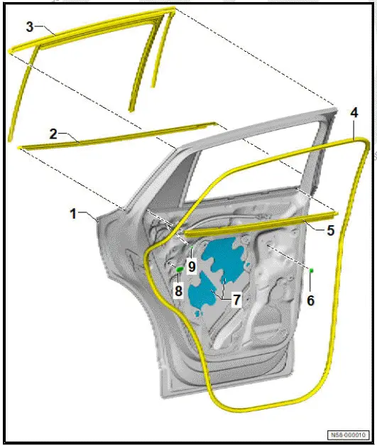 Volkswagen ID.4. Assembly overview - door components