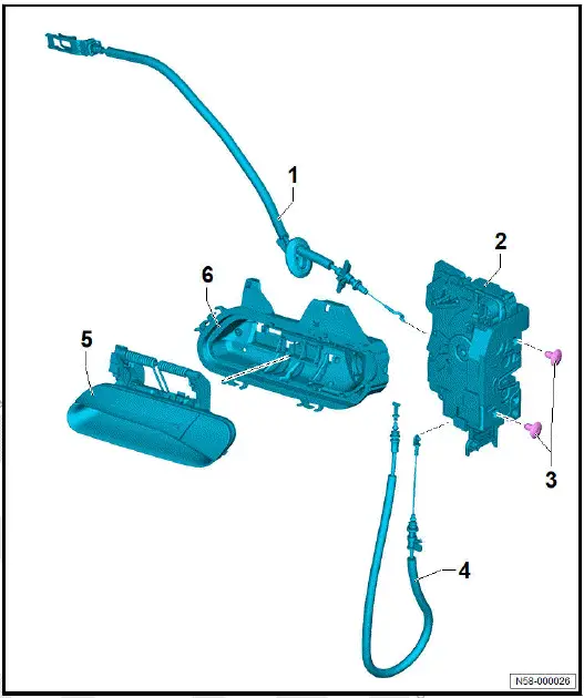 Volkswagen ID.4. Assembly overview - door handle and door lock