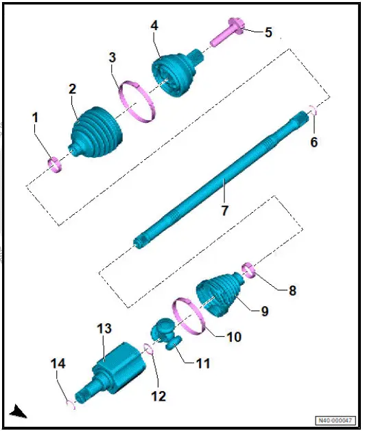 Volkswagen ID.4. Assembly overview - drive shaft
