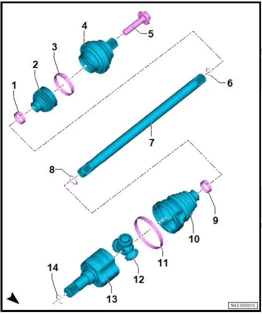 Volkswagen ID.4. Assembly overview - drive shaft