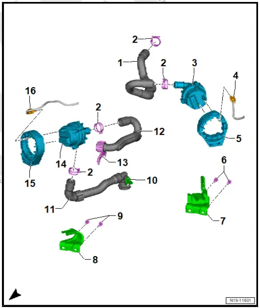 Volkswagen ID.4. Assembly overview - electric coolant pump