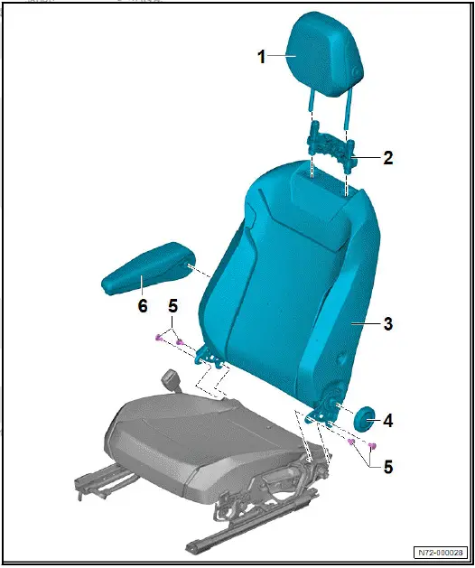 Volkswagen ID.4. Assembly overview - front backrest