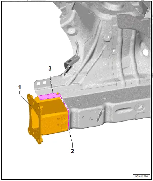 Volkswagen ID.4. Assembly overview - front right longitudinal member, part section