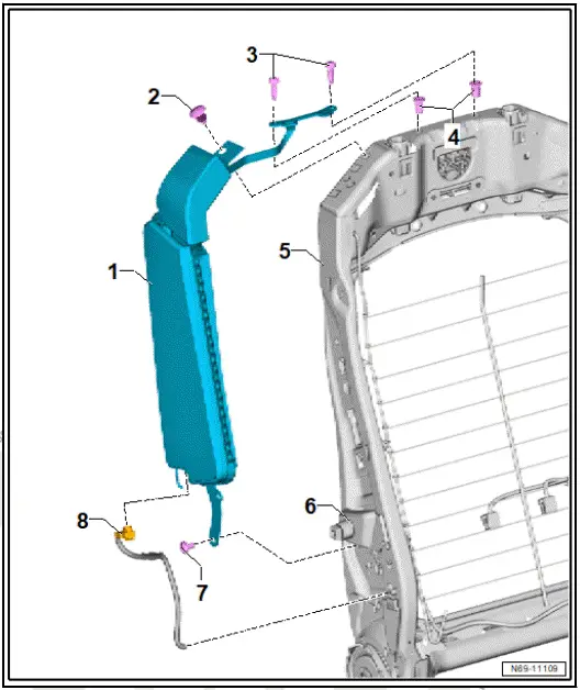 Volkswagen ID.4. Assembly overview - front side airbag, inner side
