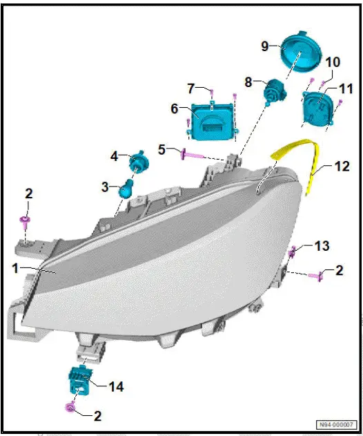 Volkswagen ID.4. Assembly overview - headlight