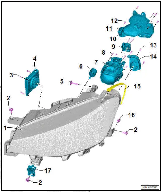 Volkswagen ID.4. Assembly overview - headlight