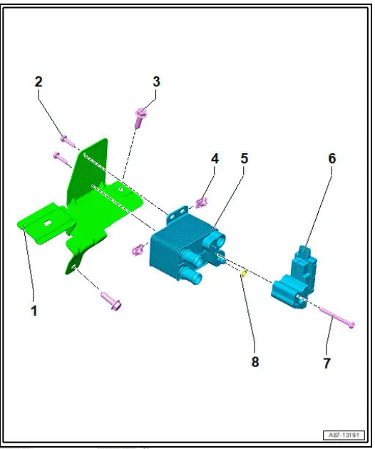 Volkswagen ID.4. Assembly overview - heat exchanger for high-voltage battery 