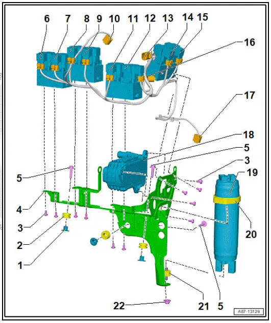 Volkswagen ID.4. Assembly overview - heat pump valve unit 