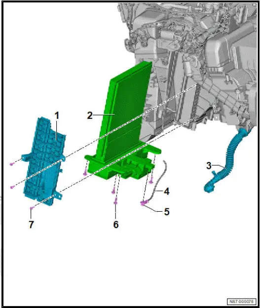 Volkswagen ID.4. Assembly overview - heater and air conditioning unit