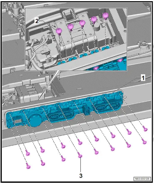 Volkswagen ID.4. Assembly overview - high-voltage battery, connecting element, 48, 55, 62 kWh 