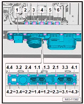 Volkswagen ID.4. Assembly overview - high-voltage battery, connecting element, 48, 55, 62 kWh 