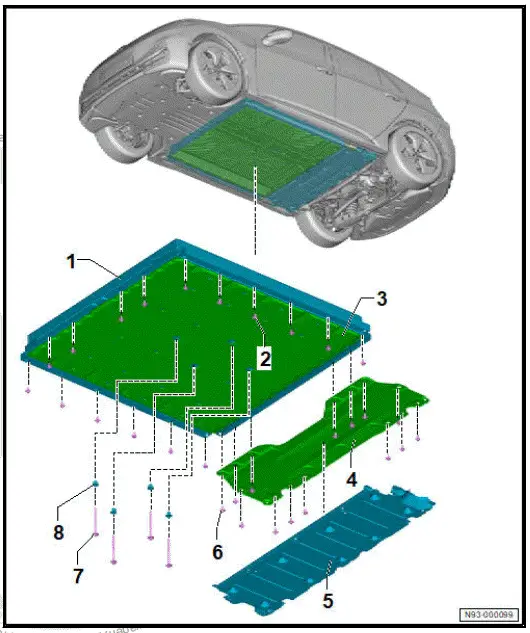 Volkswagen ID.4. Assembly overview - high-voltage battery, installed