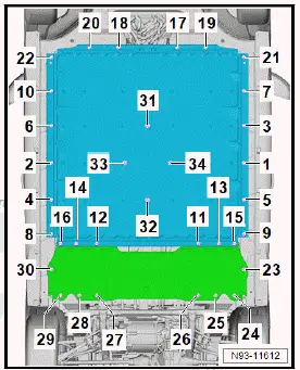 Volkswagen ID.4. Assembly overview - high-voltage battery, installed