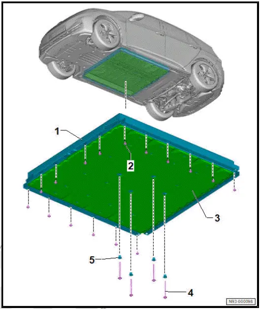 Volkswagen ID.4. Assembly overview - high-voltage battery, installed