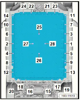 Volkswagen ID.4. Assembly overview - high-voltage battery, installed
