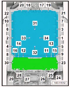 Volkswagen ID.4. Assembly overview - high-voltage battery, installed, 48, 55, 62 kWh