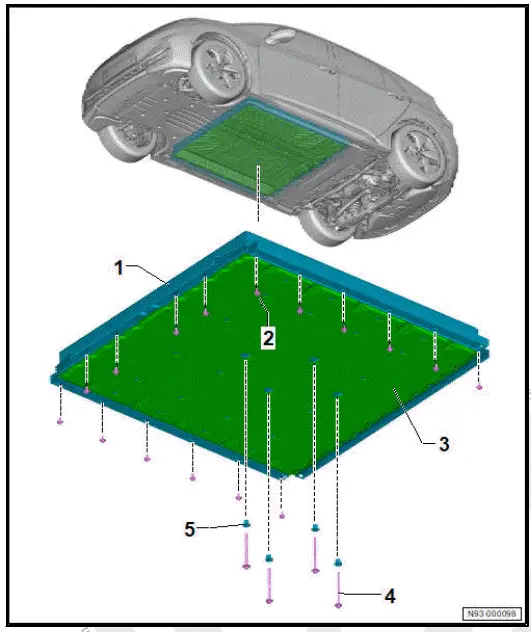 Volkswagen ID.4. Assembly overview - high-voltage battery, installed, 82 kWh