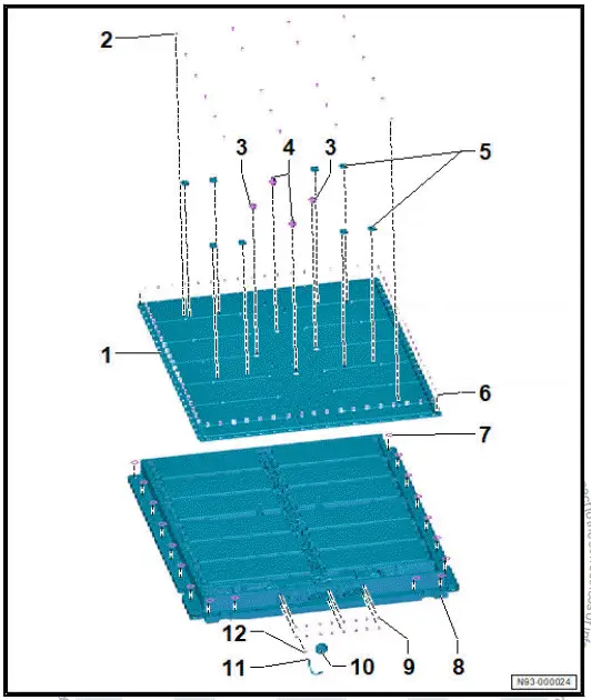 Volkswagen ID.4. Assembly overview - high-voltage battery (removed)