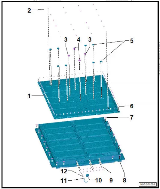 Volkswagen ID.4. Assembly overview - high-voltage battery (removed)