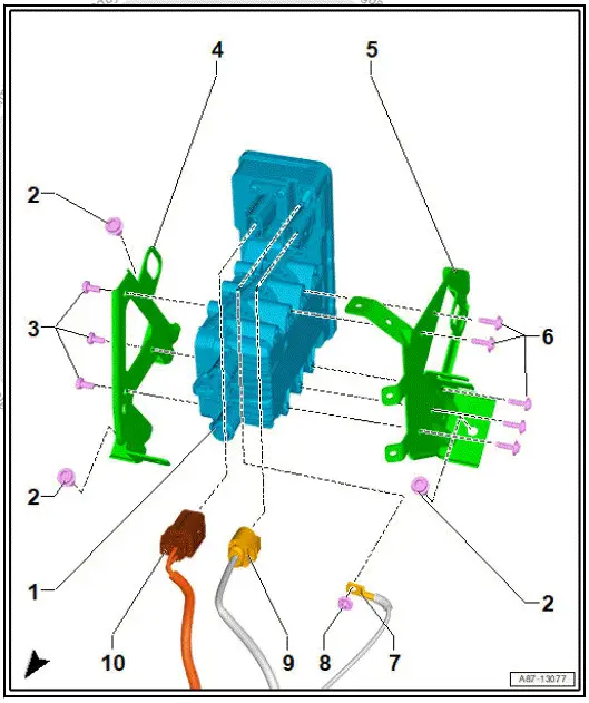 Volkswagen ID.4. Assembly overview - high-voltage heater (PTC) 