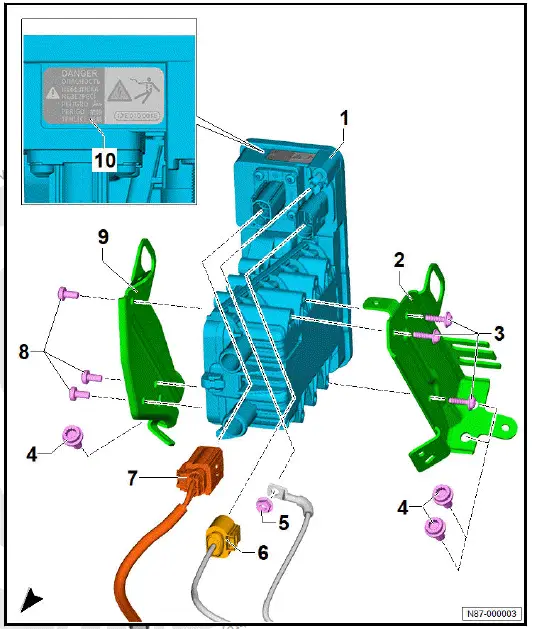 Volkswagen ID.4. Assembly overview - high-voltage heater (PTC)