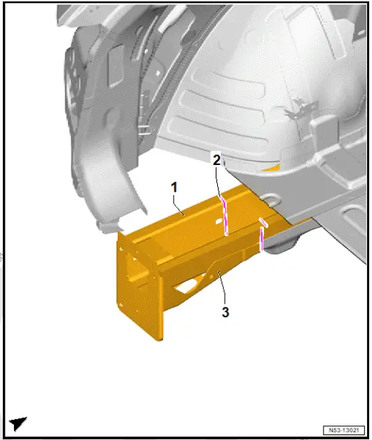 Volkswagen ID.4. Assembly overview - rear longitudinal member, part section