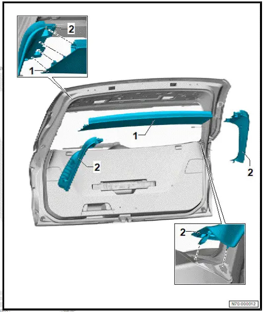 Volkswagen ID.4. Assembly overview   upper rear lid trim