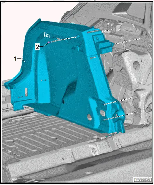 Volkswagen ID.4. Assembly overview - luggage compartment side trim