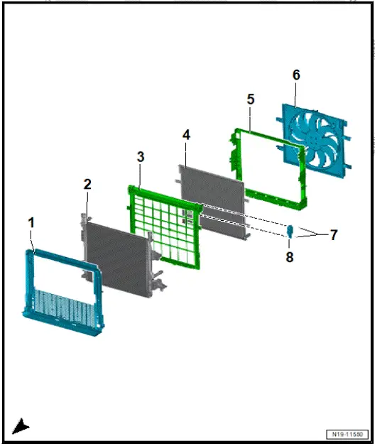 Volkswagen ID.4. Assembly overview - radiator/radiator fan