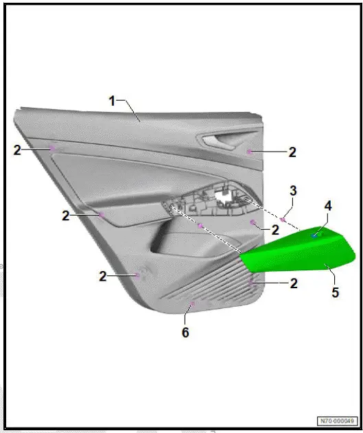 Volkswagen ID.4. Assembly overview - rear door trim