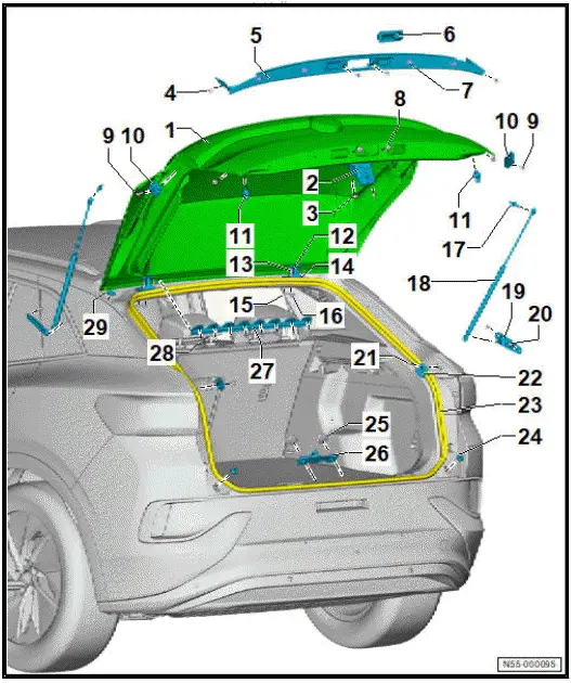 Volkswagen ID.4. Assembly overview - rear lid
