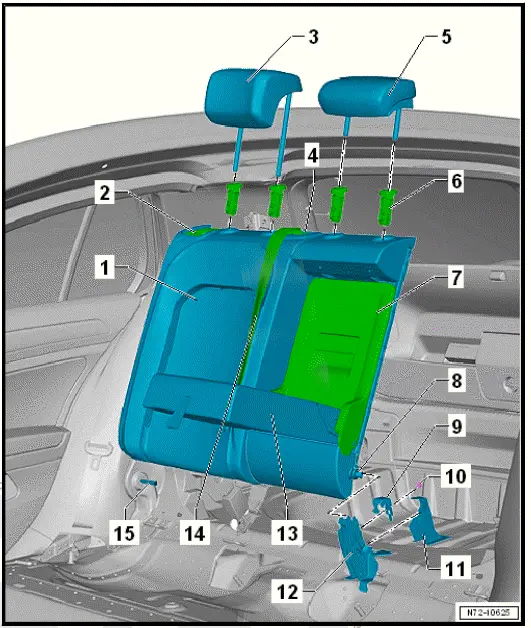 Volkswagen ID.4. Assembly overview - rear seat backrest 