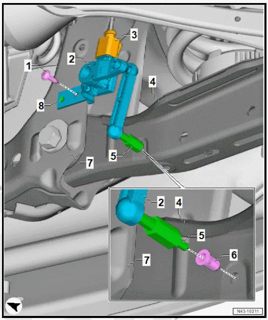 Volkswagen ID.4. Assembly overview - rear vehicle level senders