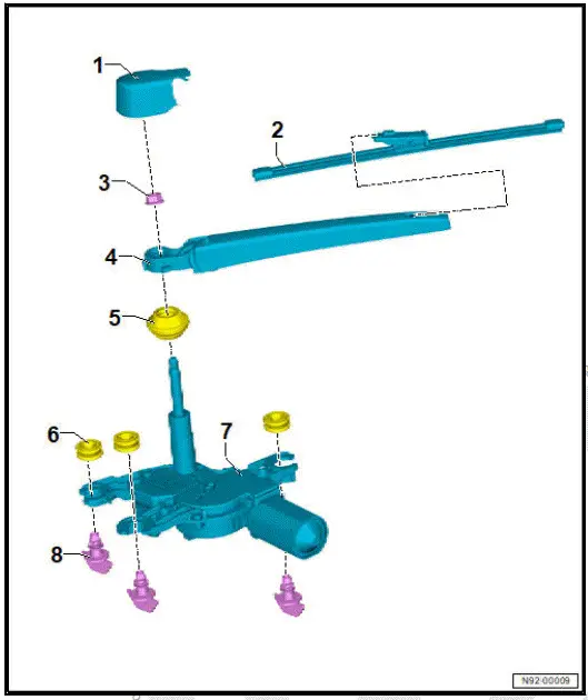 Volkswagen ID.4. Assembly overview - rear window wiper system