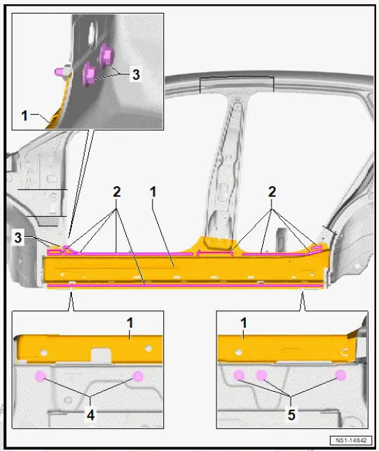 Volkswagen ID.4. Assembly overview - side member reinforcement 
