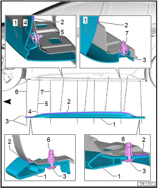 Volkswagen ID.4. Assembly overview - side member trim
