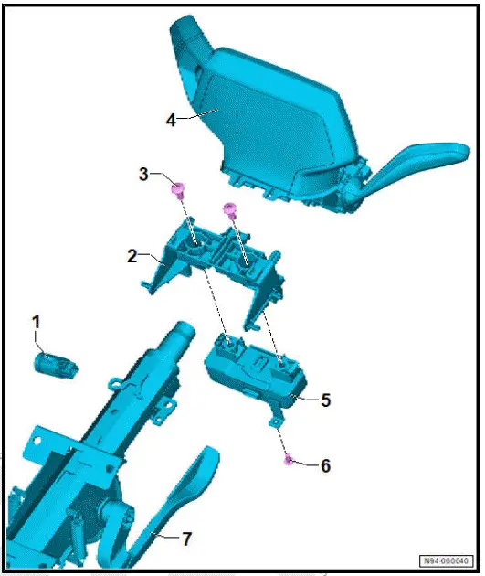 Volkswagen ID.4. Assembly overview - steering column switch module