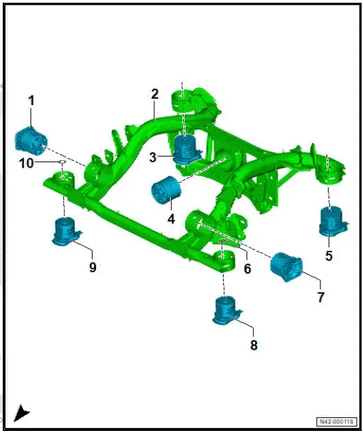 Volkswagen ID.4. Assembly overview - subframe mountings