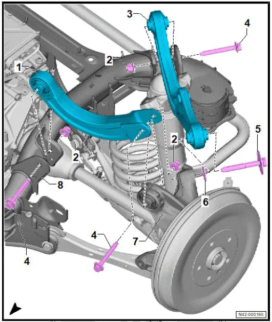 Volkswagen ID.4. Assembly overview - upper suspension link