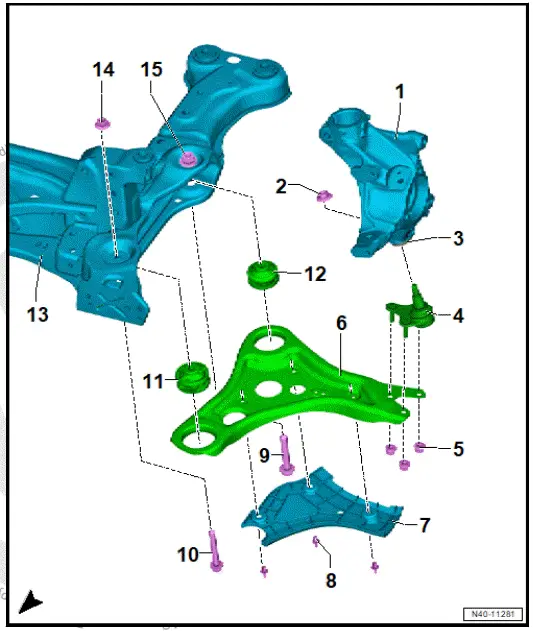 Volkswagen ID.4. Assembly overview - suspension link, swivel joint