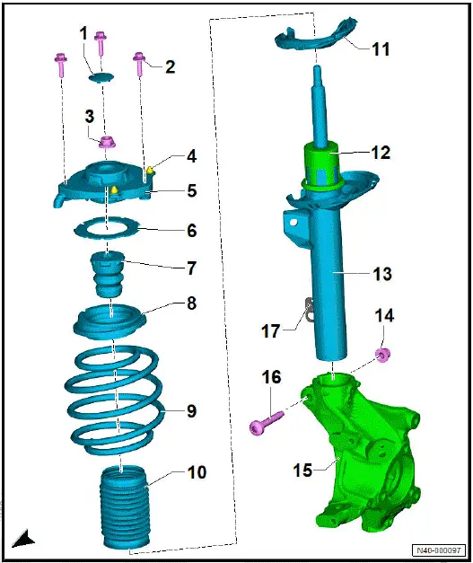 Volkswagen ID.4. Assembly overview - suspension strut 