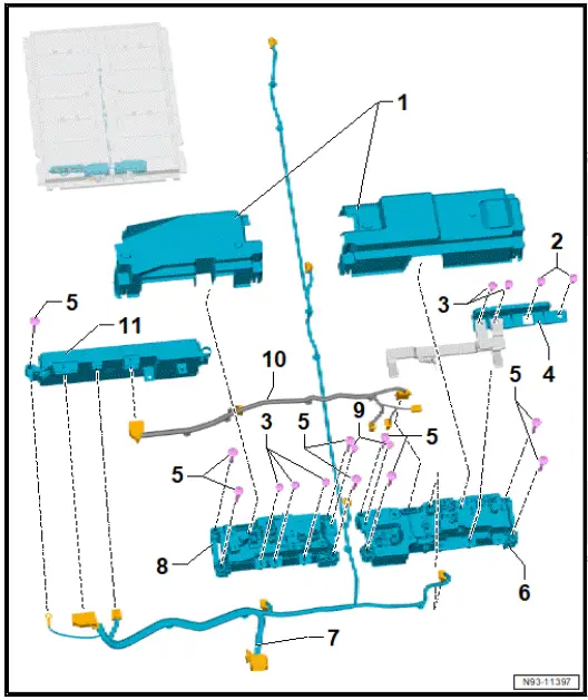 Volkswagen ID.4. Assembly overview - switching unit for high-voltage battery, 82 kWh 