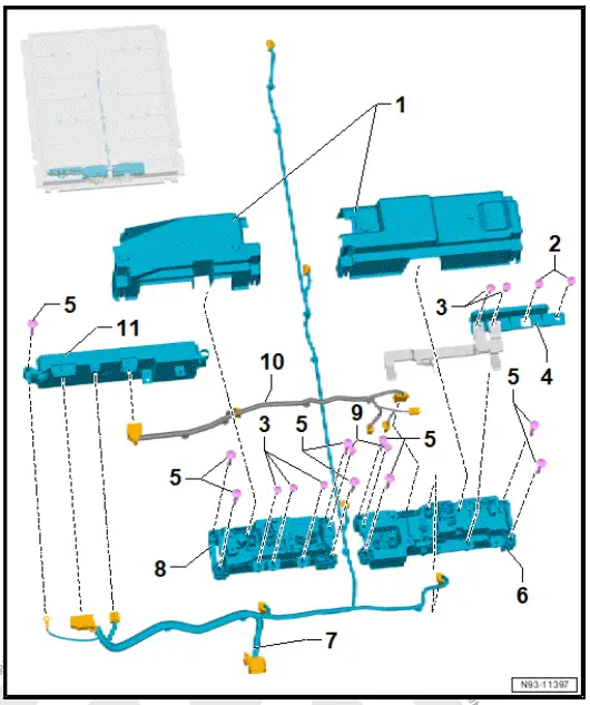 Volkswagen ID.4. Assembly overview - switching unit for high-voltage battery, 82 kWh