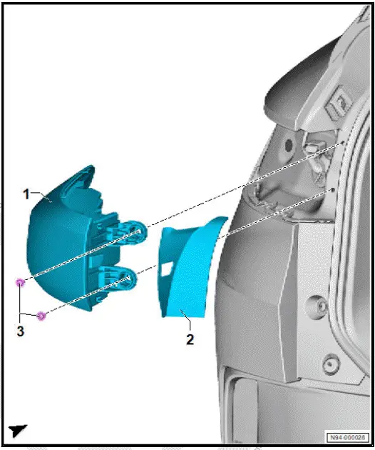 Volkswagen ID.4. Assembly overview - tail light cluster on body 
