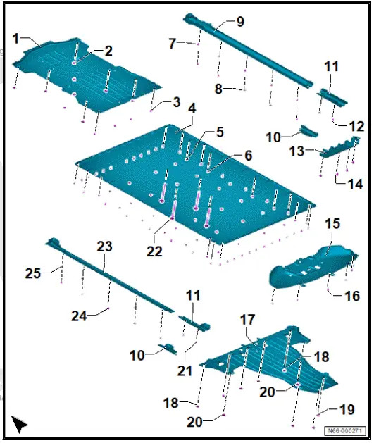 Volkswagen ID.4. Assembly overview - underbody cladding
